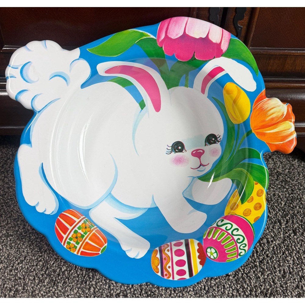 Big Ullman Easter Bunny Bowl Candy Favors Cookies Plastic 1990s USA Made